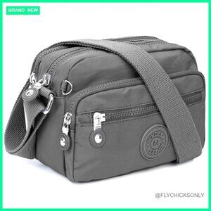 Small Waterproof Nylon Crossbody Bag with Multiple Pockets Lightweight
